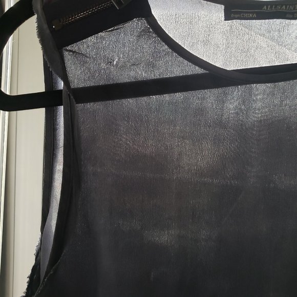 All Saints Cardona Top Size 6 in Blue Silk - Picture 11 of 12